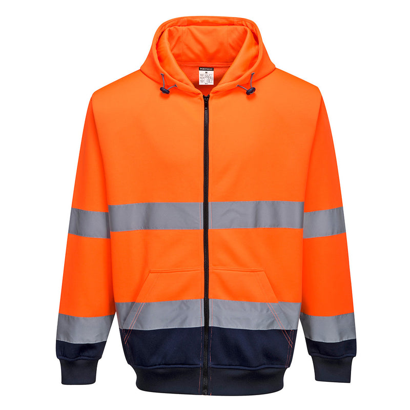 Hi-Vis Contrast Zipped Hoodie | B317
