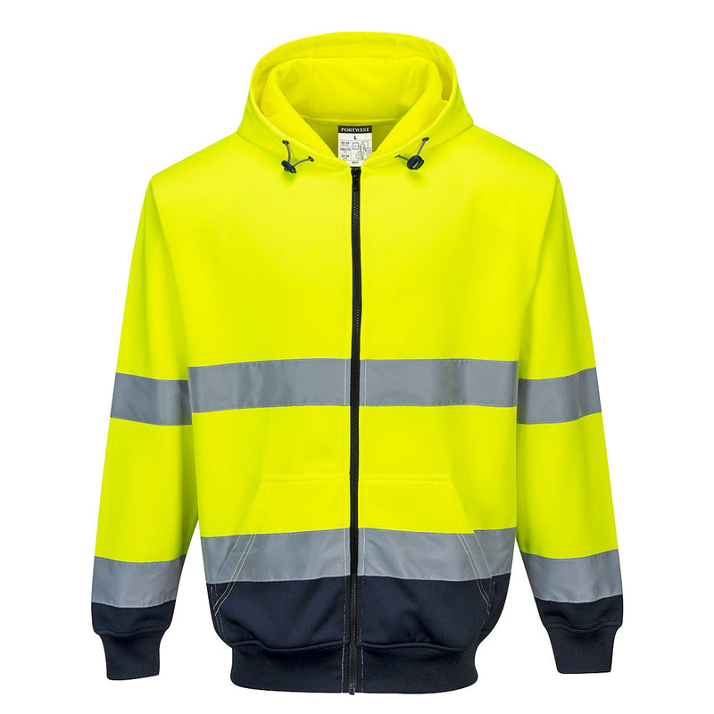 Hi-Vis Contrast Zipped Hoodie | B317