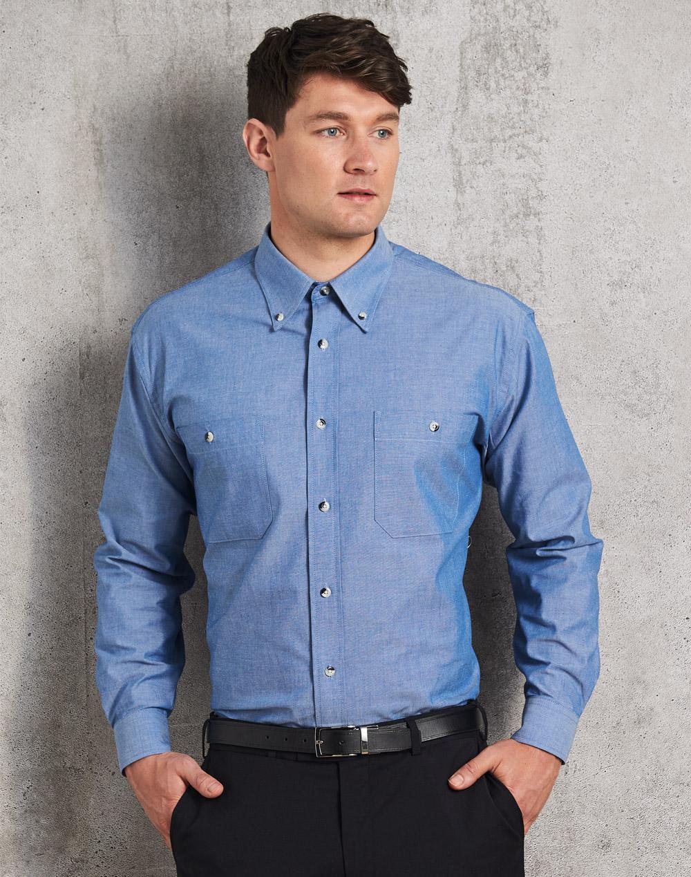 Mens w/f chambray shirt L/S | BS03L