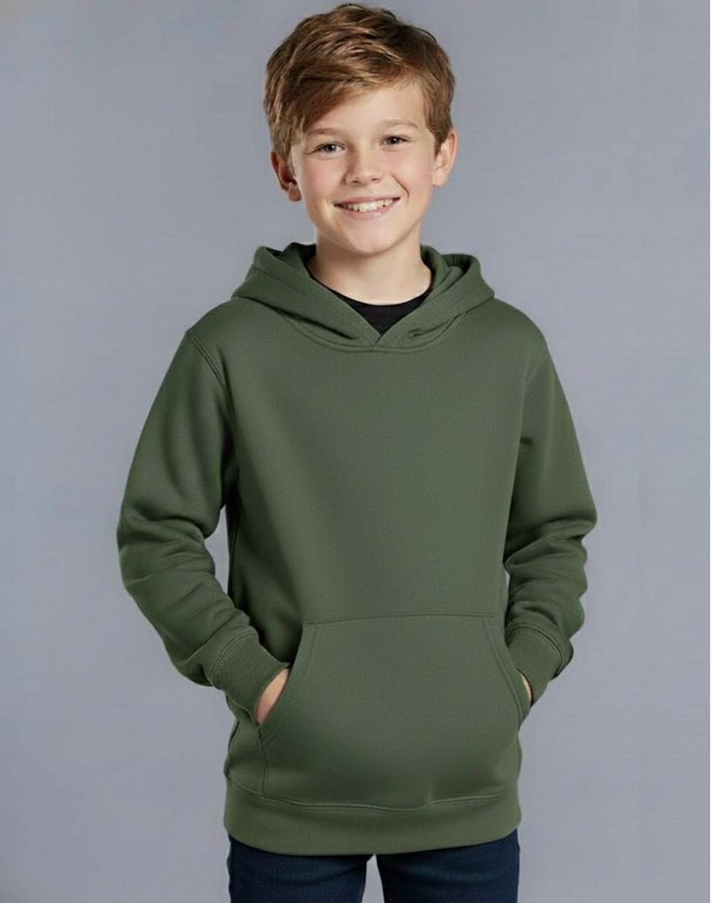 Kids' Close Front  Contrast Fleecy Hoodie | FL09K
