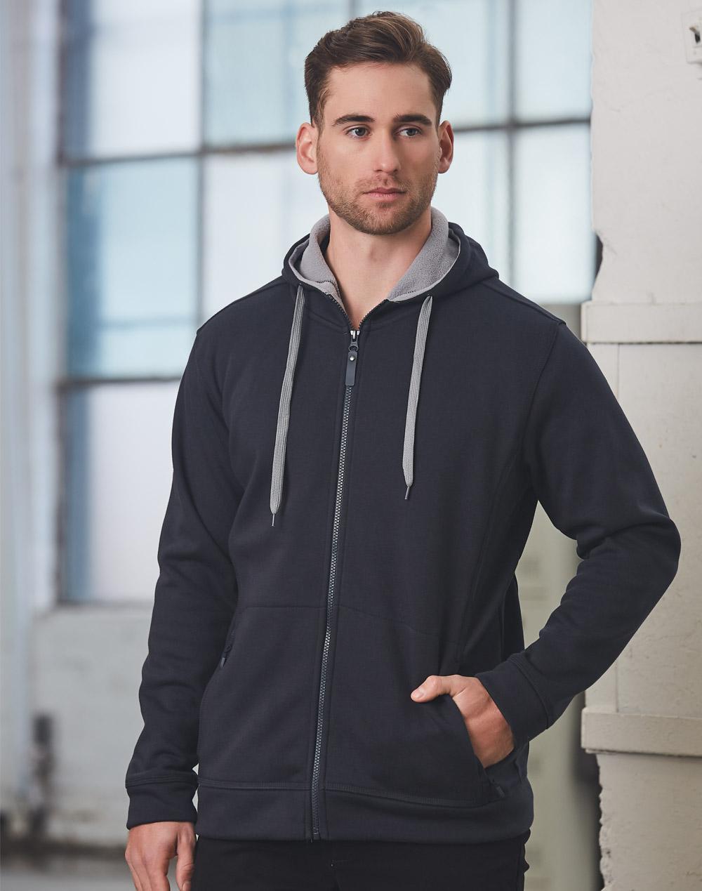 Men's Full Zip Contrast Fleece Hoodie | FL17