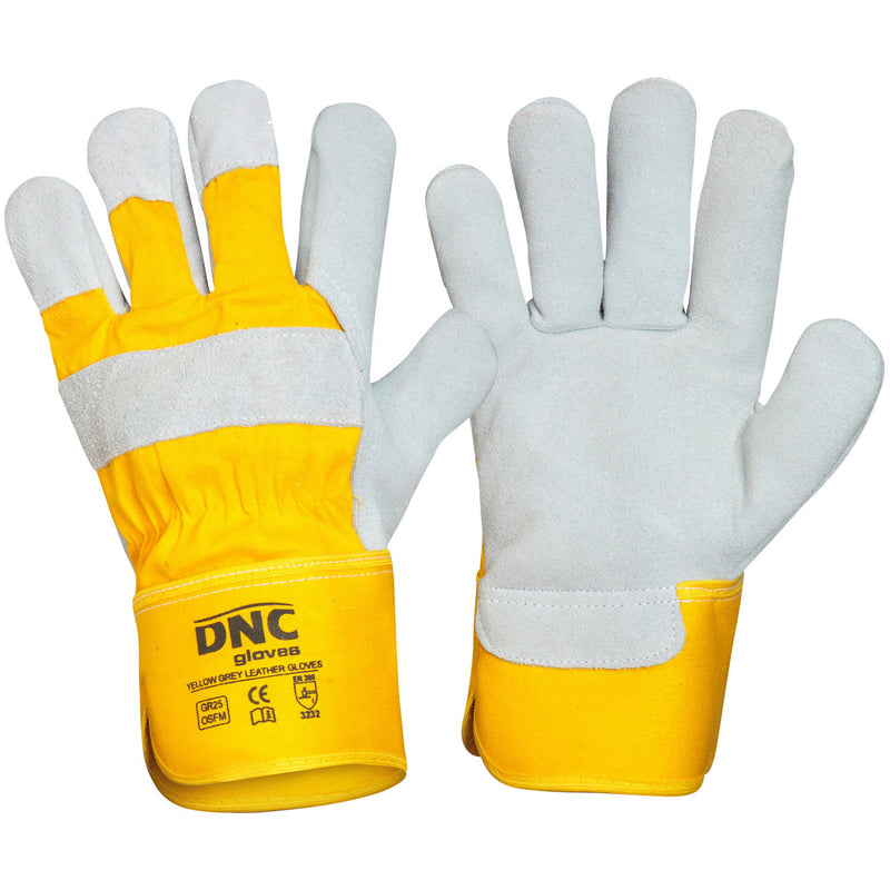 Yellow Premium Grey Leather Glove | GR25