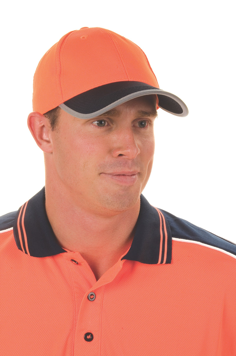 Hi-Vis 2 Tone Cap With Reflective Trim & Velcro Strap | H022