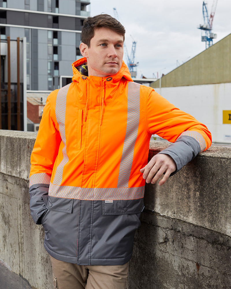 Harvey Parka in Fluoro Orange & Charcoal | 47508