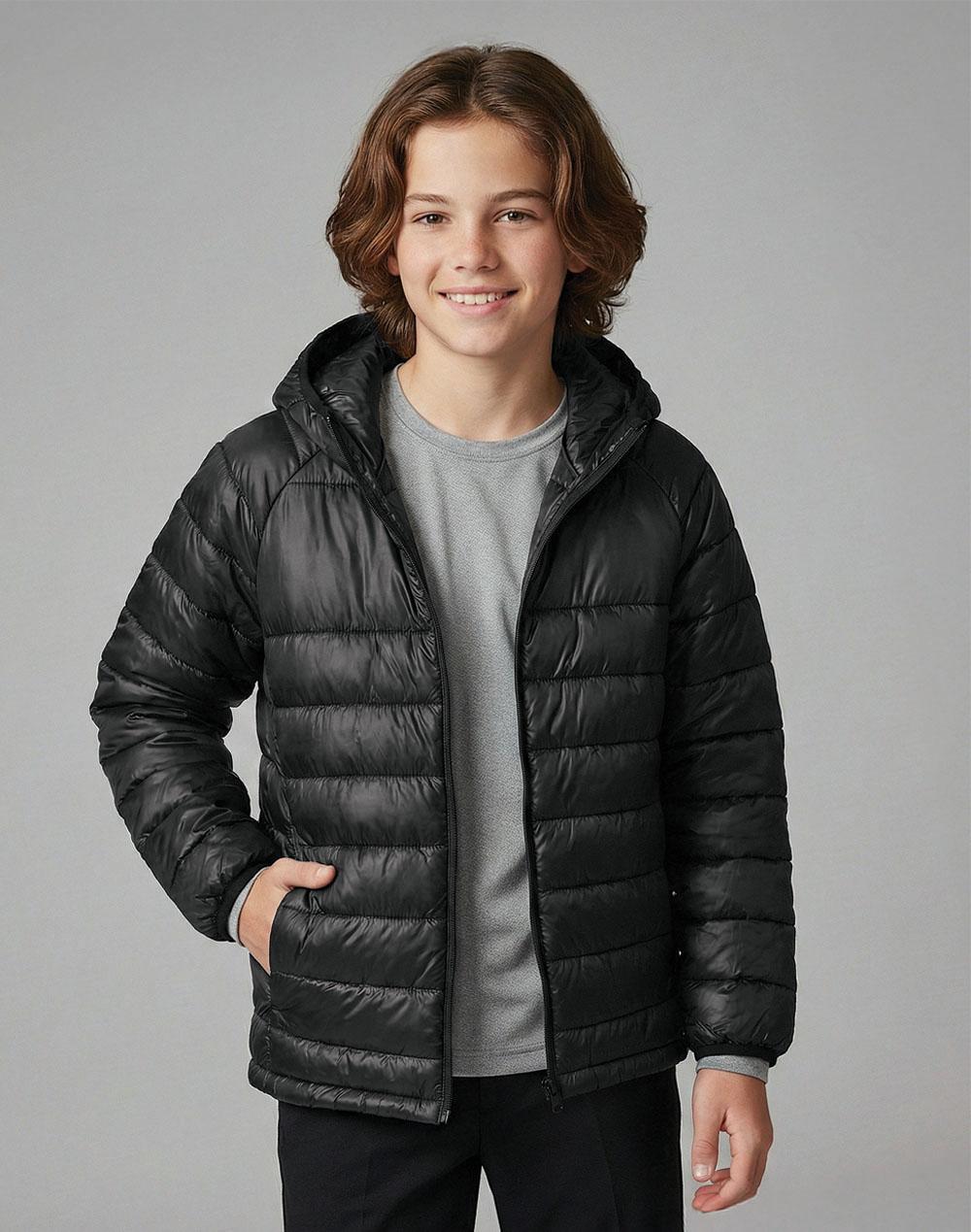 Kids' Sustainable Lightweight Hooded Puffer Jacket | JK67K