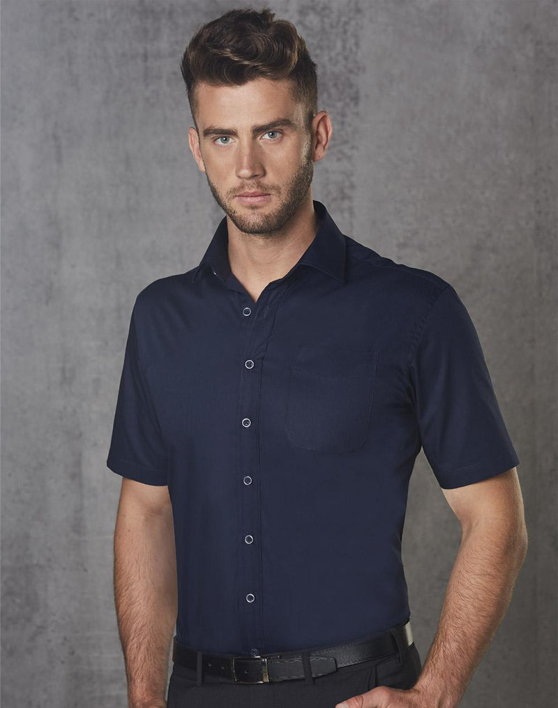 Men's Dobby Striped Taped S/S Shirt | M7110S