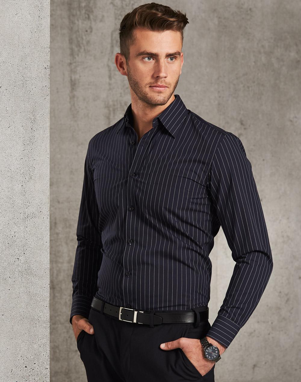 Men's Pin Stripe Long Sleeve Shirt | M7222