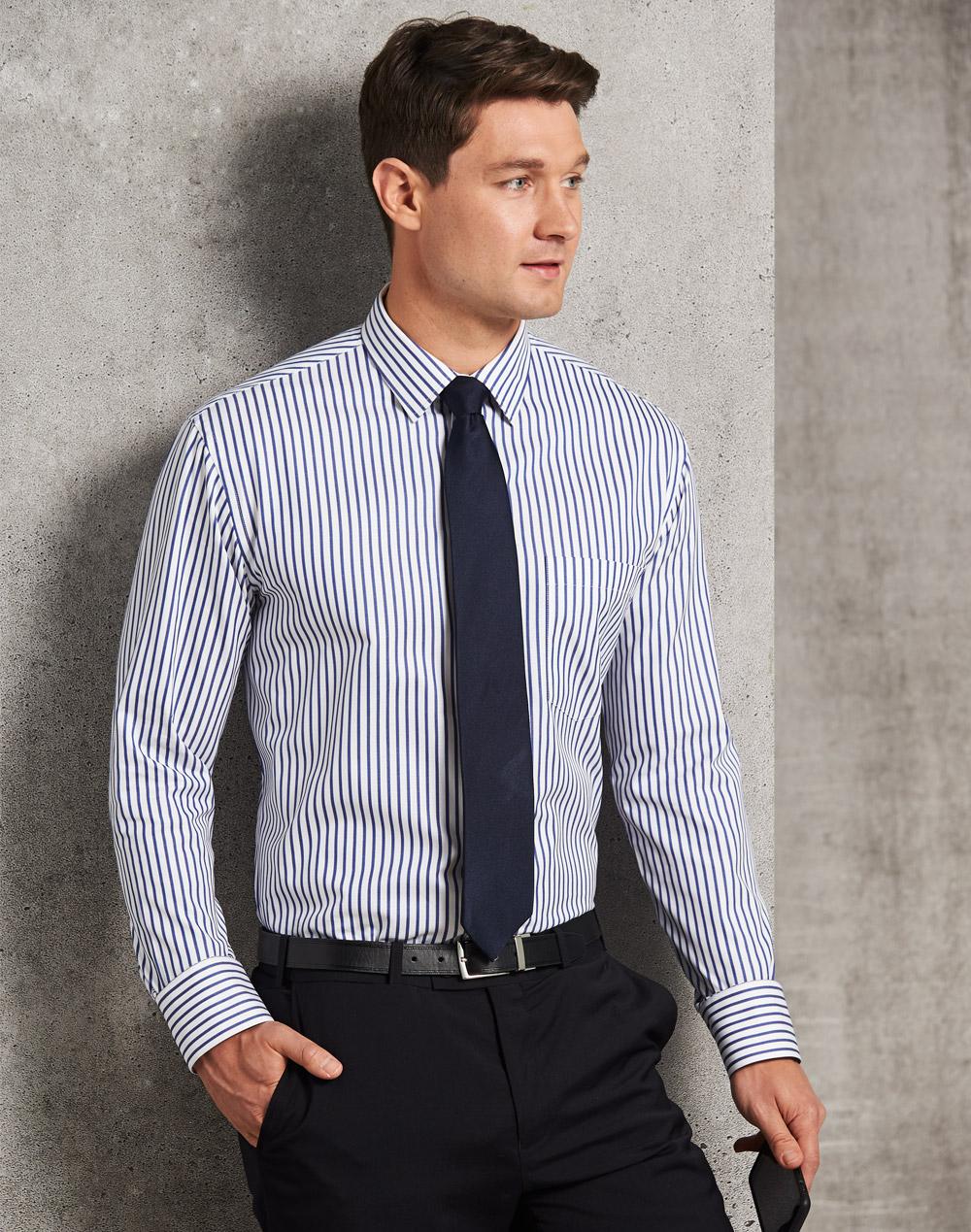 Men's Sateen Stripe L/S Shirt | M7310L