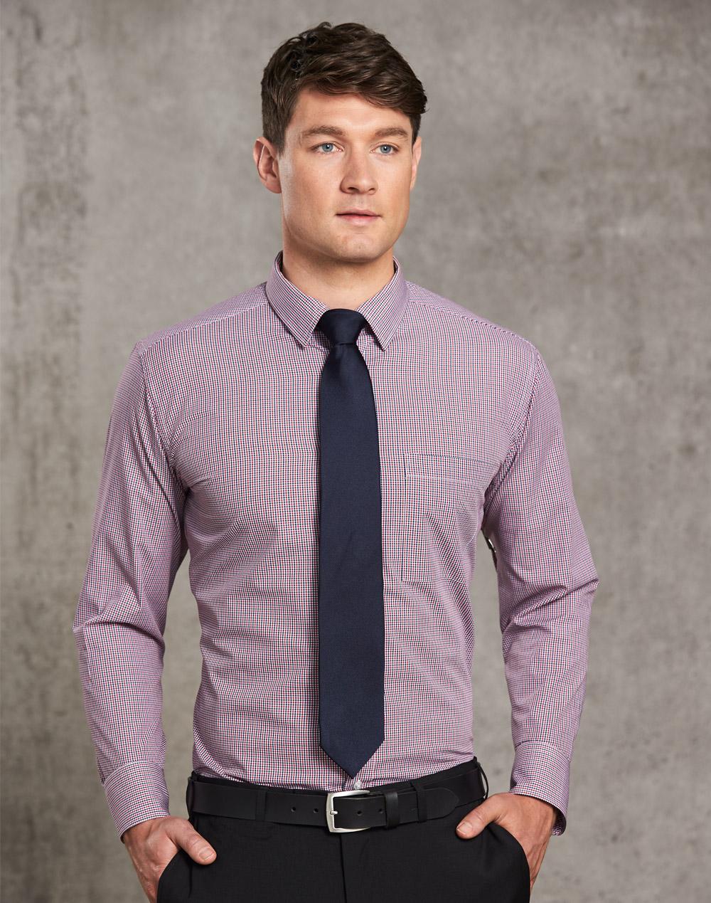 Men's Two Tone Mini Check L/S Shirt | M7340L