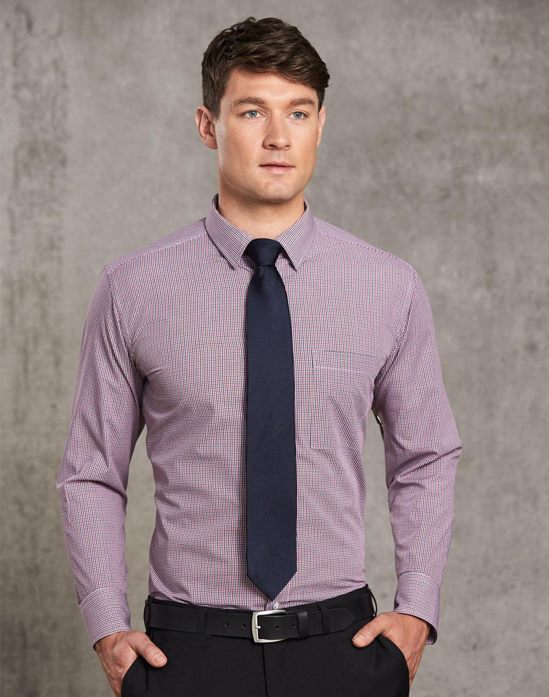 Men's Two Tone Mini Check L/S Shirt | M7340L
