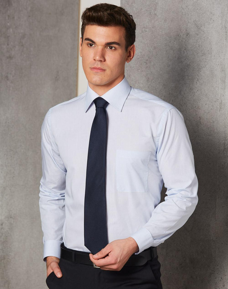 Men's Mini Check Premium Cotton Long Sleeve Shirt | M7362
