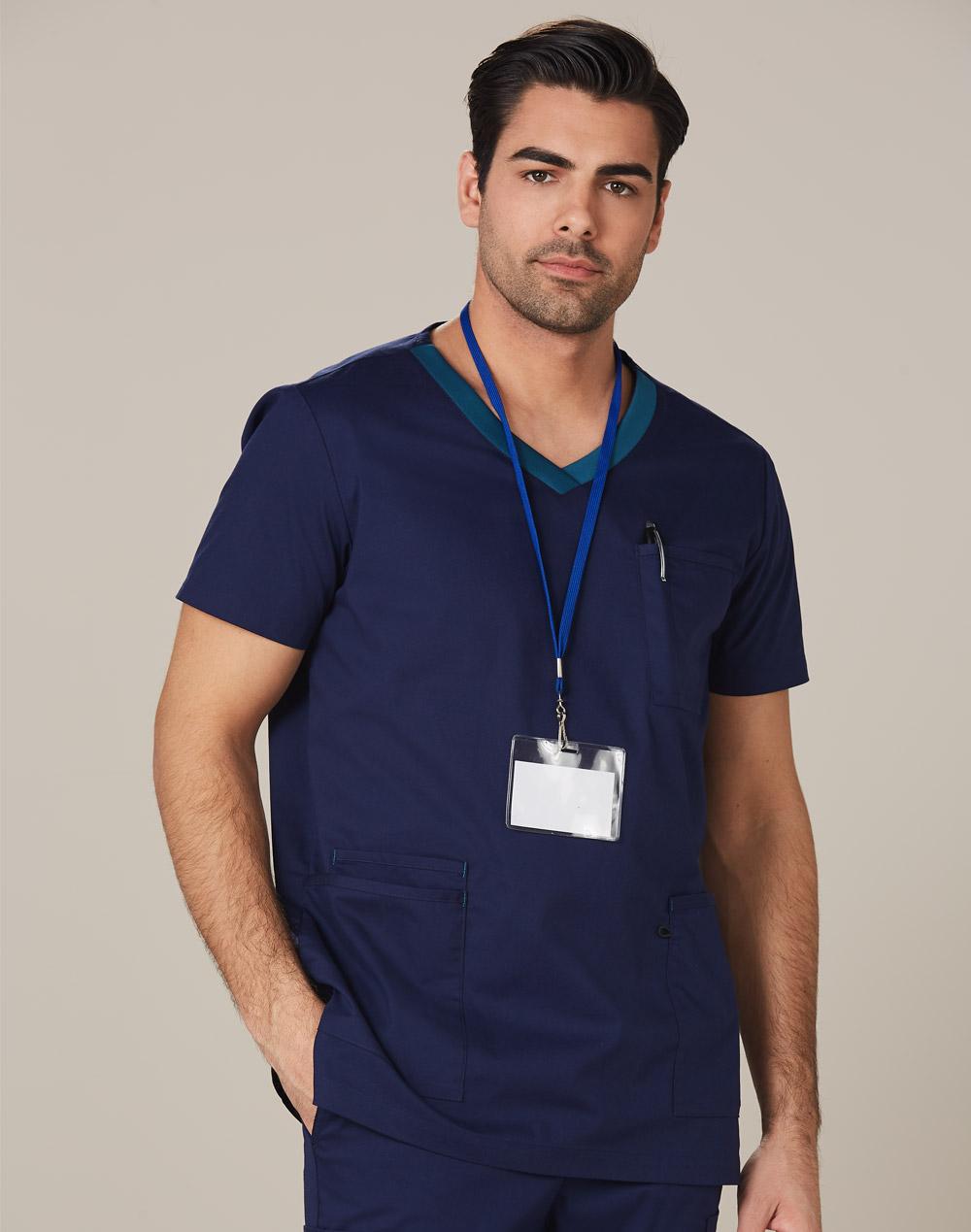 Men's Contrast Colour S/S Scrub Top | M7650