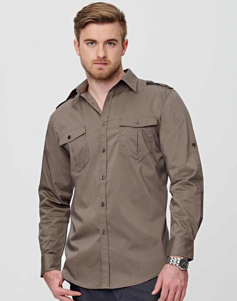 Men's Long Sleeve Military Shirt | M7912