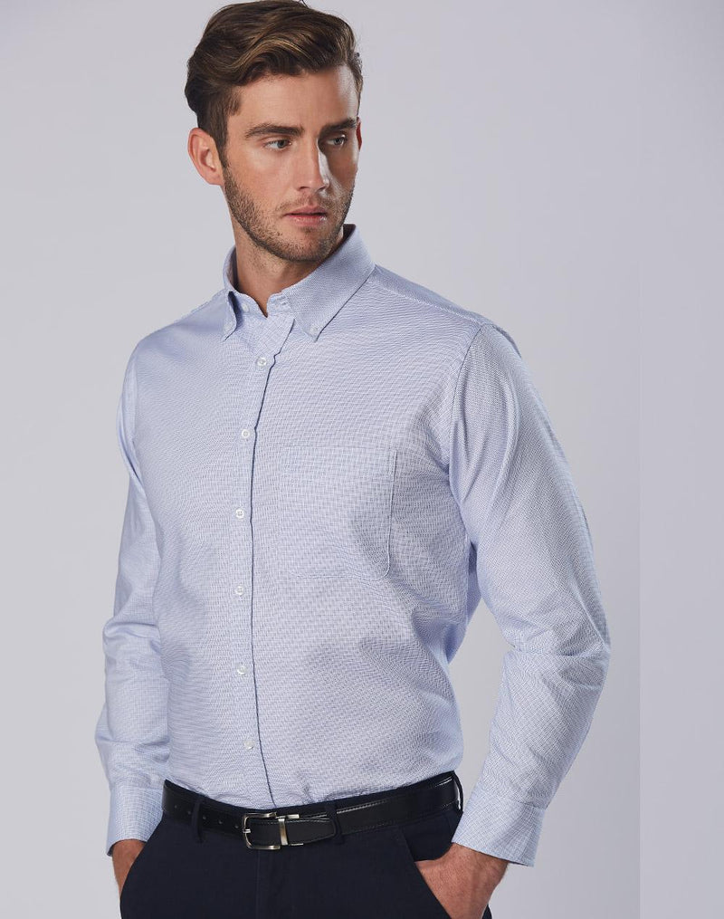 Men's Dot Contrast Long Sleeve Shirt | M7922