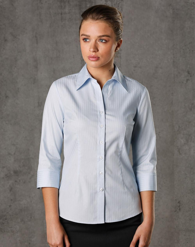 Women's Self Stripe 3/4 Sleeve Shirt | M8100Q