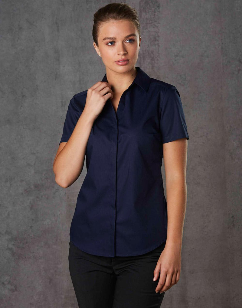 Ladies' Dobby Striped Taped S/S Shirt | M8110S