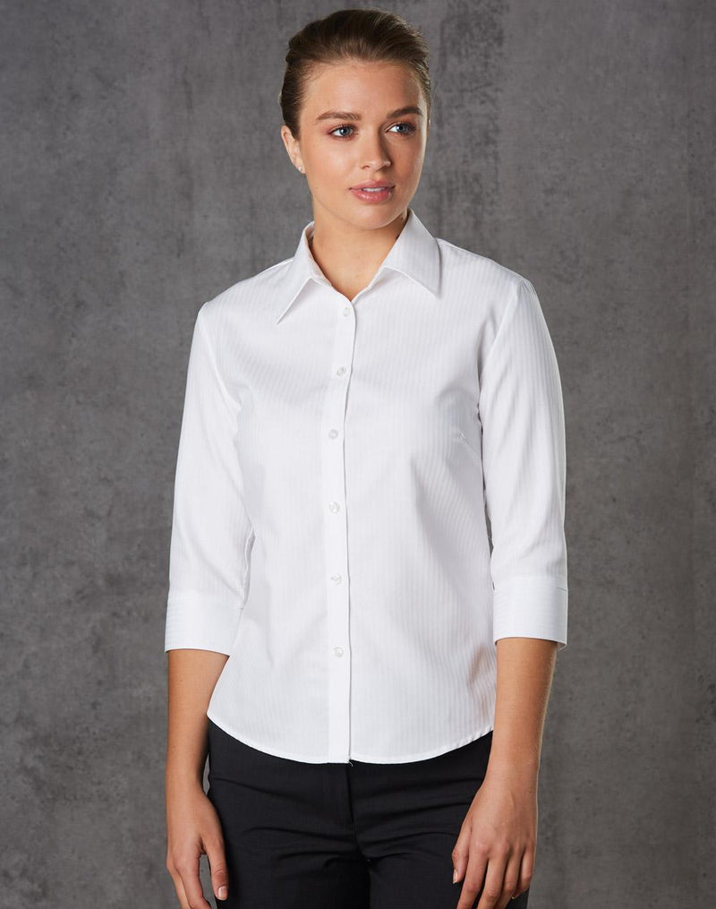 Women's Mini Herringbone 3/4 Sleeve Shirt | M8113