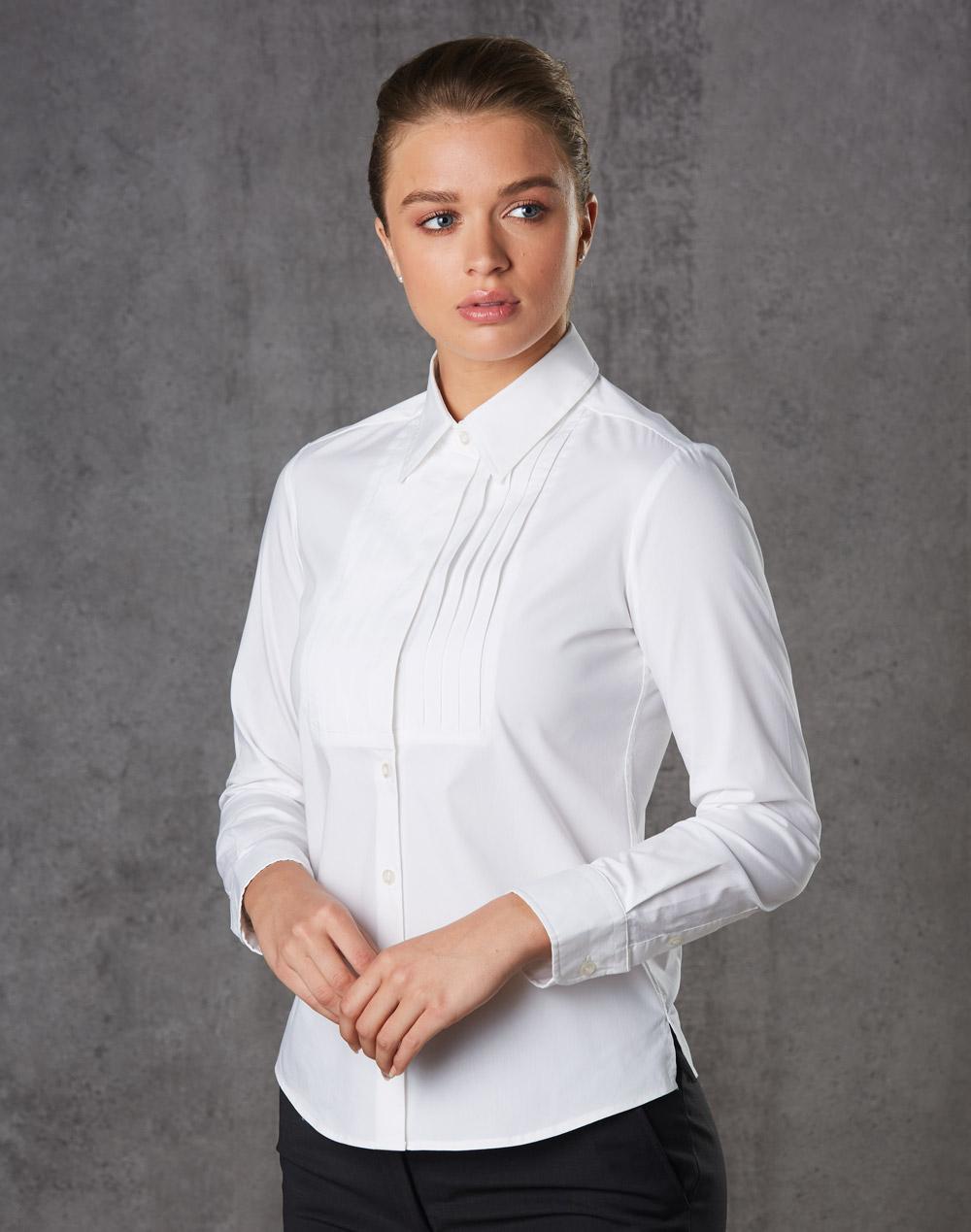 Women's Stretch Tuck Front Long Sleeve Shirt | M8192