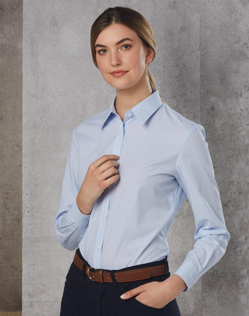 Women's Fine Stripe Long Sleeve Shirt | M8212