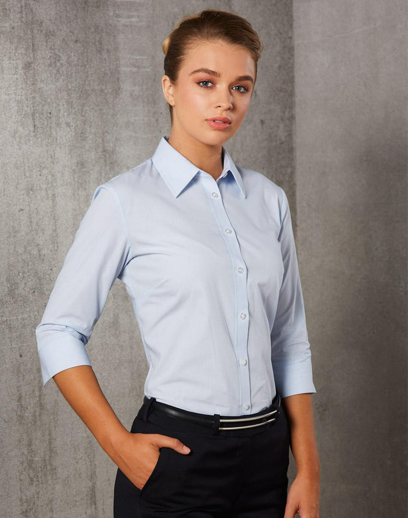 Women's Fine Stripe 3/4 Sleeve Shirt | M8213