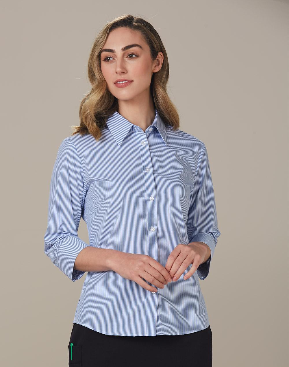 Women's Balance Stripe 3/4 Sleeve Shirt | M8233