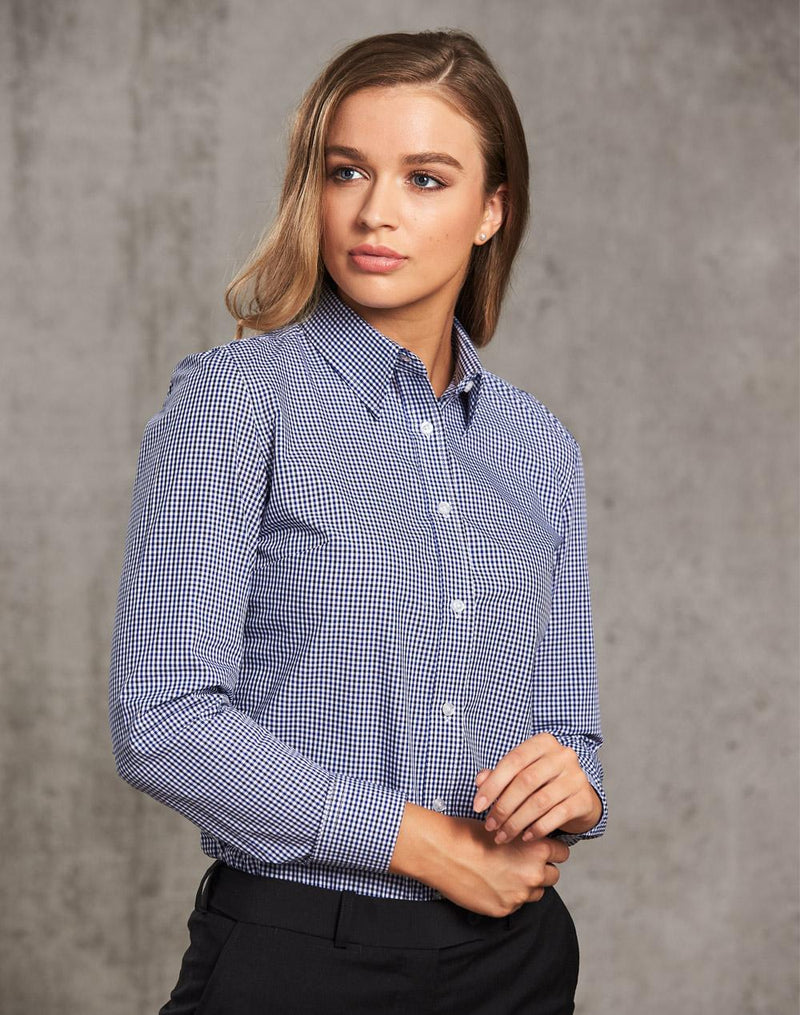 Ladies' Two Tone Check L/S Shirt | M8320L