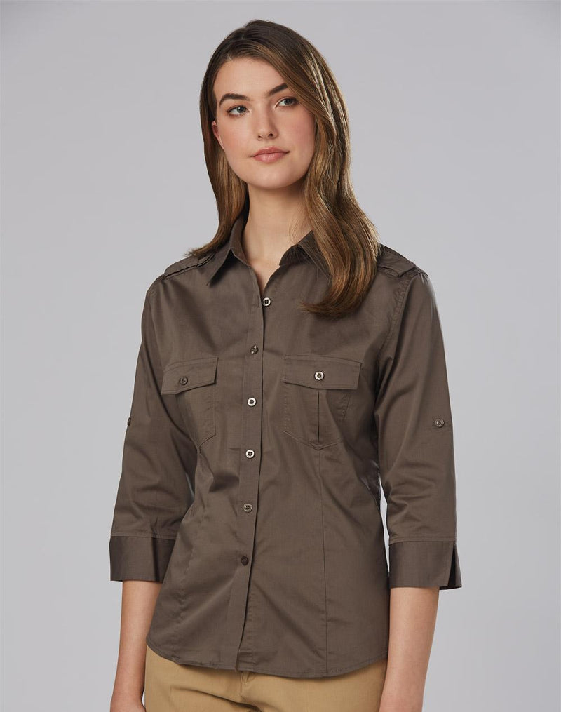 Women's 3/4 Sleeve Military Shirt | M8913