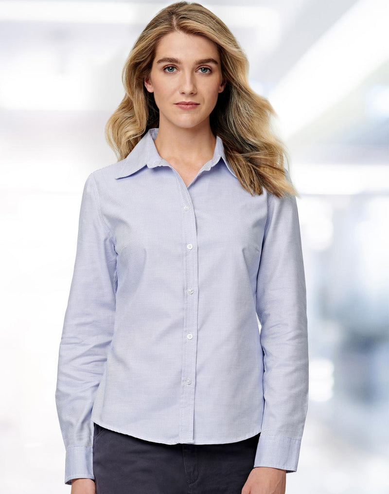 Ladies' Dot Contrast Long Sleeve Shirt | M8922