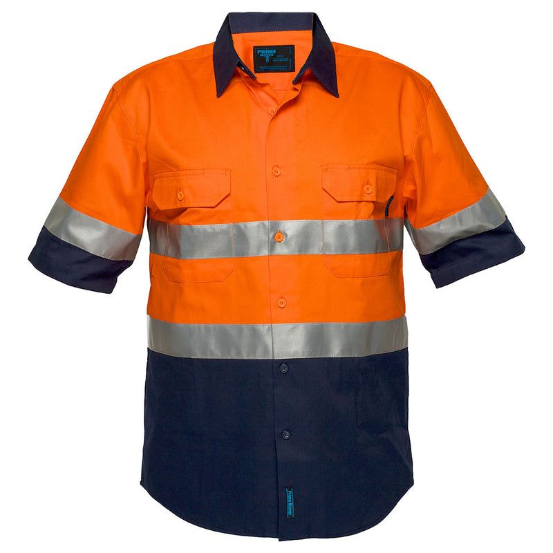 Hi-Vis Two Tone Regular Weight Short Sleeve Shirt with Tape | MA102