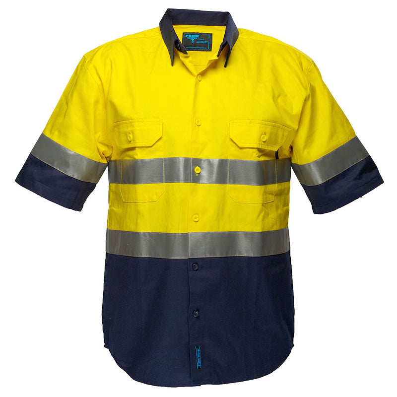Hi-Vis Two Tone Regular Weight Short Sleeve Shirt with Tape | MA102