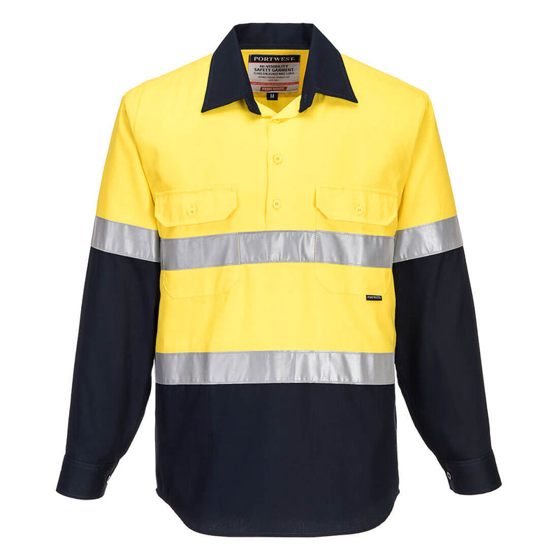 Hobart Hi-Vis Contrast 1/2 Button Shirt L/S | MC101