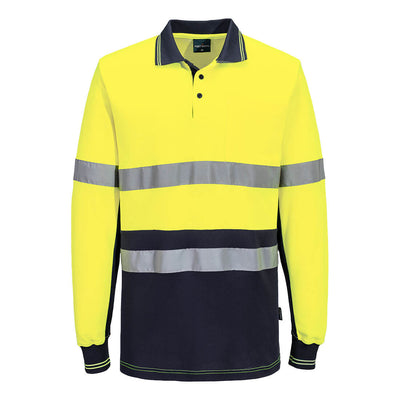 Hi-Vis Class D/N Cotton Comfort  Contrast Polo Shirt L/S