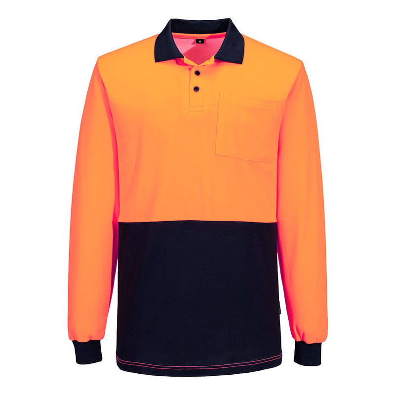 Hi-Vis Cotton Comfort Contrast Class D Polo Shirt L/S | MP414