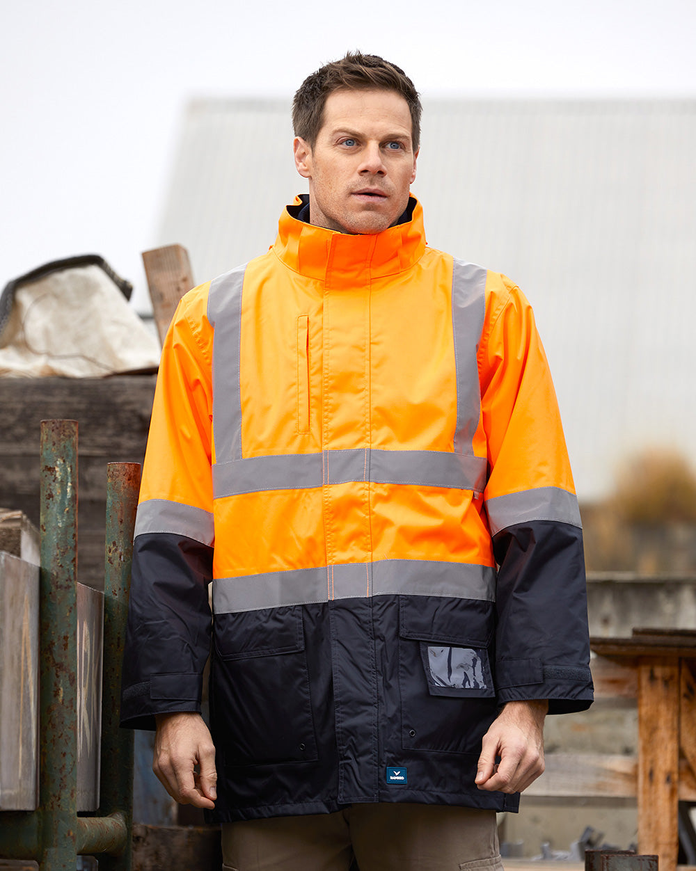 4-in-1 Utility Jacket & Vest in Fluoro Orange & Navy | 23962