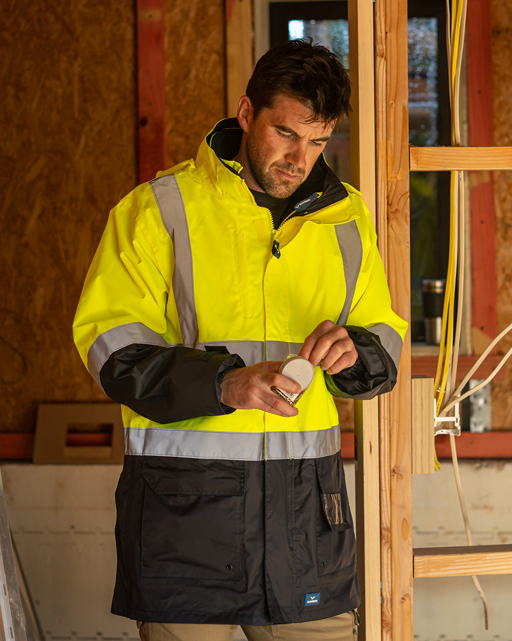 4-in-1 Utility Jacket & Vest in Fluoro Yellow & Navy | 23961
