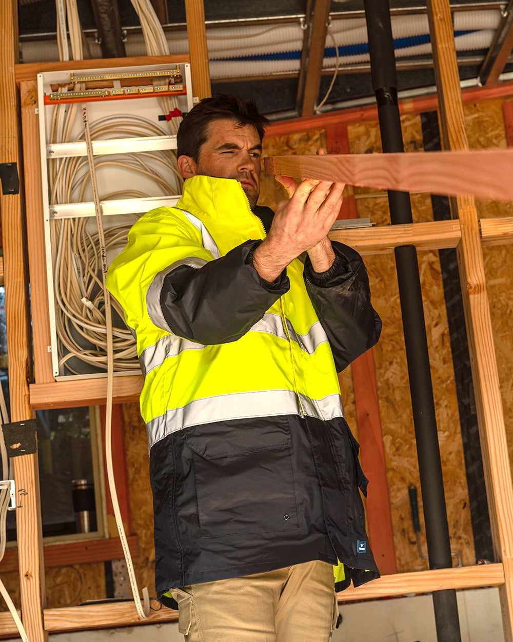 4-in-1 Utility Jacket & Vest in Fluoro Yellow & Navy | 23961