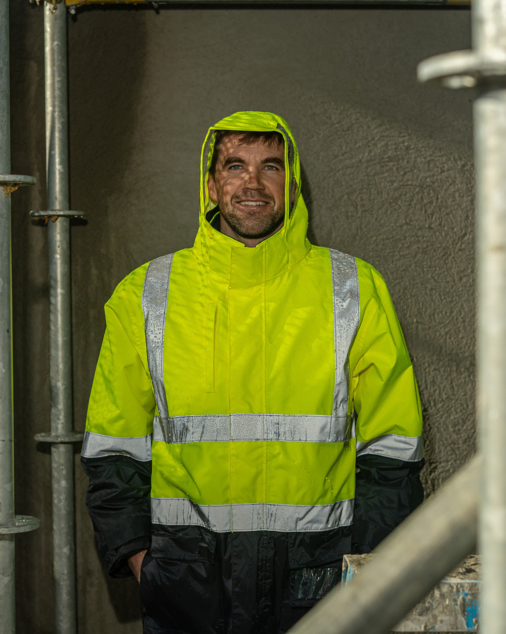 4-in-1 Utility Jacket & Vest in Fluoro Yellow & Navy | 23961