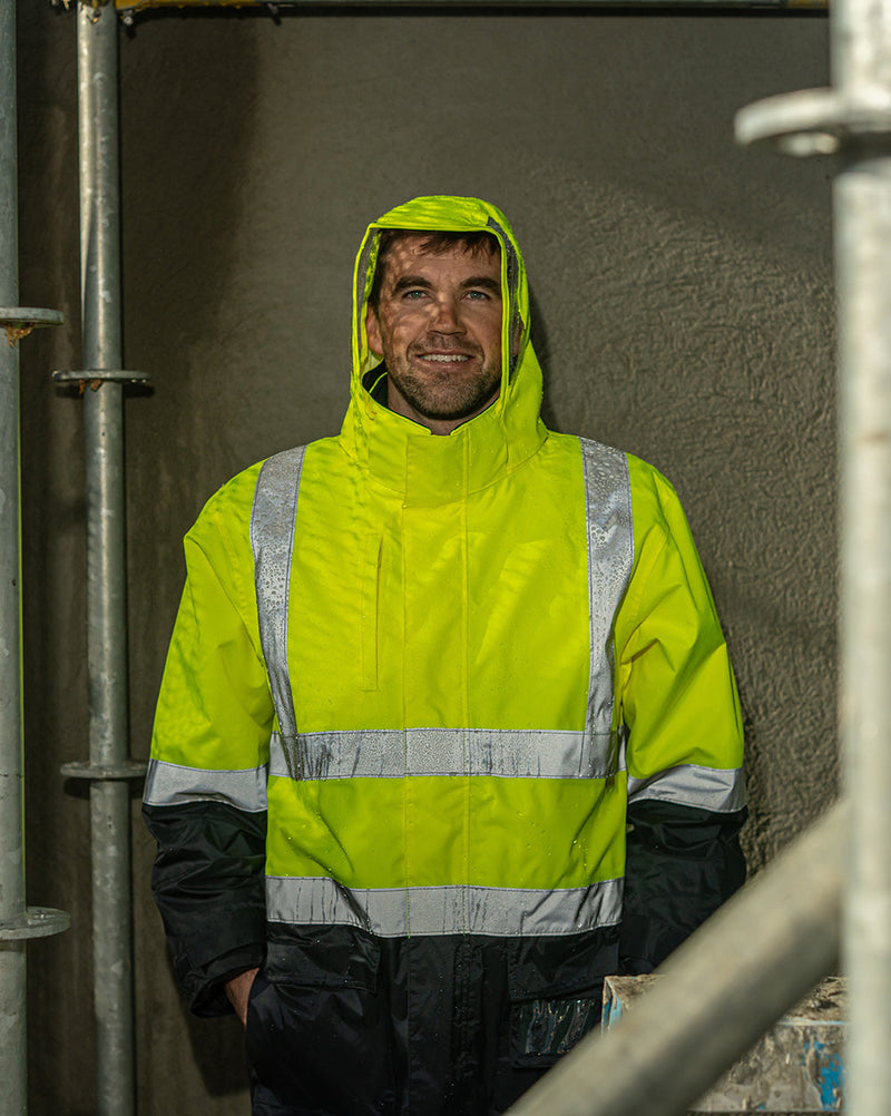 4-in-1 Utility Jacket & Vest in Fluoro Yellow & Navy | 23961