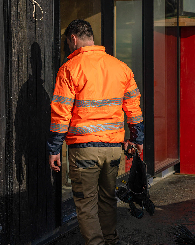 Cahill Hi-Vis Jacket in Fluoro Orange & Navy | 47948