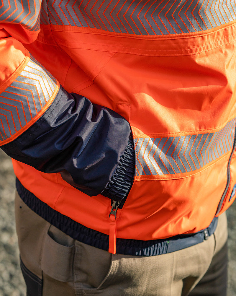 Cahill Hi-Vis Jacket in Fluoro Orange & Navy | 47948