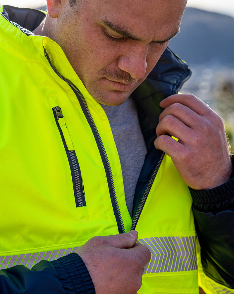 Cahill Hi-Vis Jacket in Fluoro Yellow & Navy | 47947
