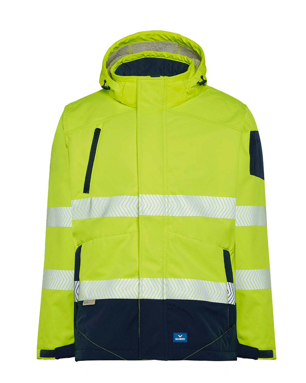 Jones Hi-Vis Softshell Coat in Fluoro Yellow & Navy | 47646