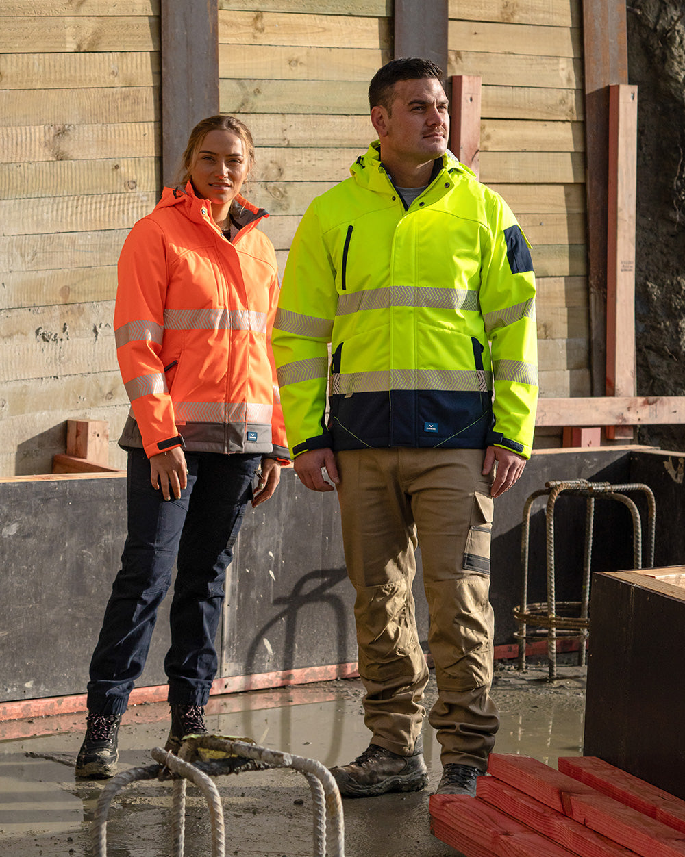 Jones Hi-Vis Softshell Coat in Fluoro Yellow & Navy | 47646