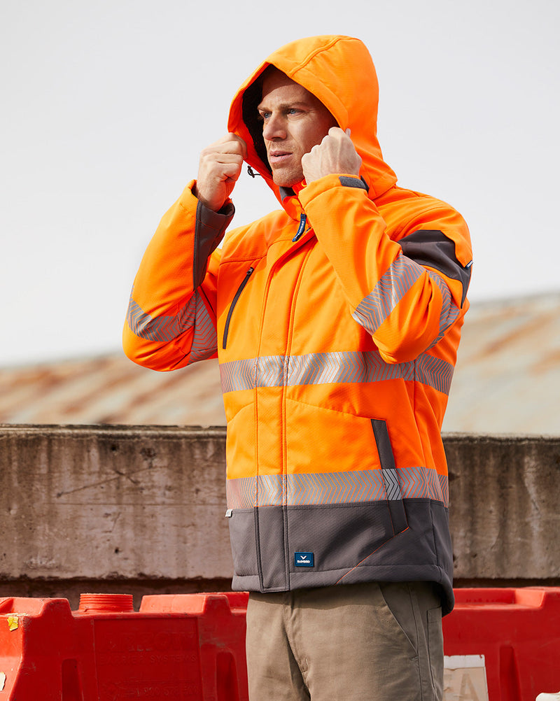 Jones Hi-Vis Softshell Coat in Fluoro Orange & Charcoal | 47645