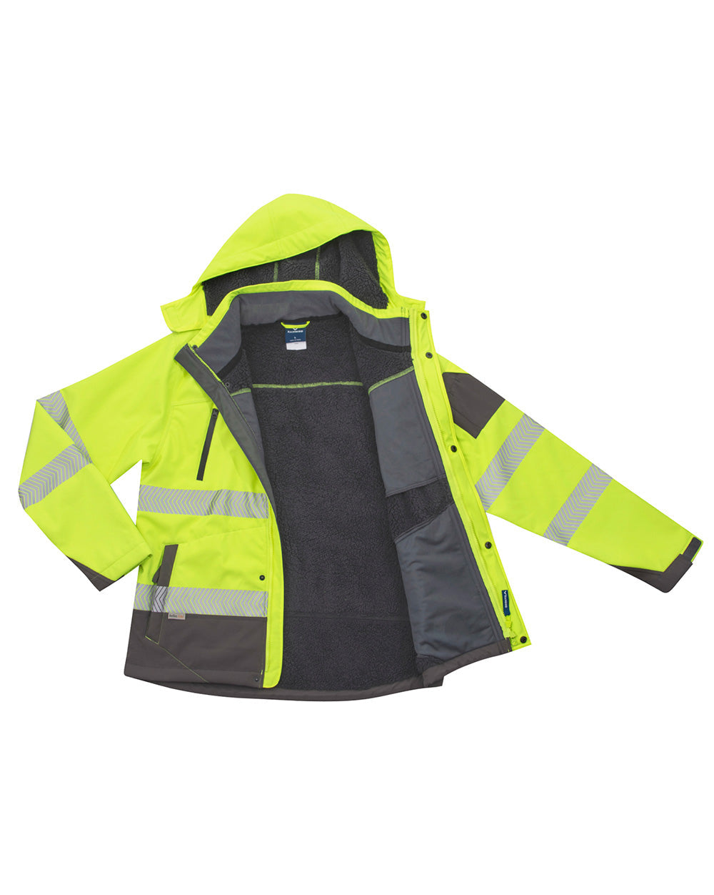 Jones Hi-Vis Softshell Coat in Fluoro Yellow & Charcoal | 47647