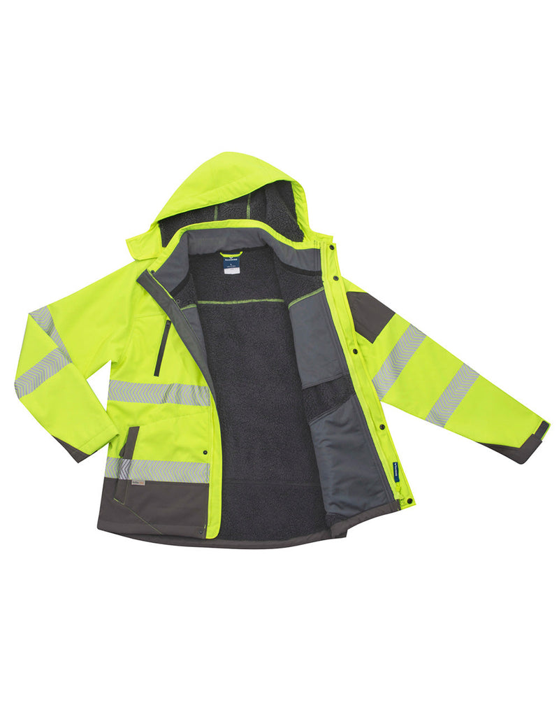 Jones Hi-Vis Softshell Coat in Fluoro Yellow & Charcoal | 47647