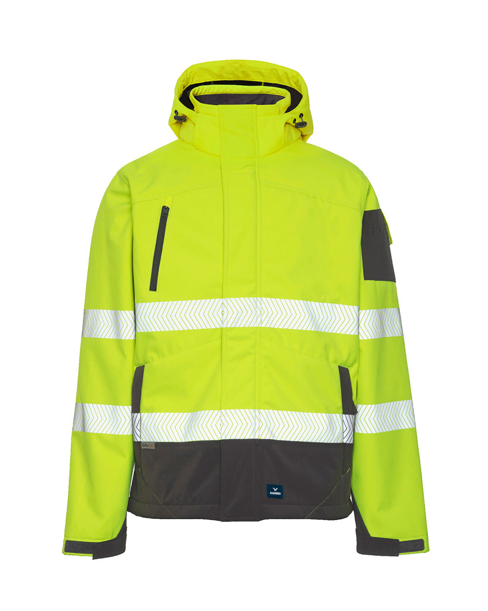 Jones Hi-Vis Softshell Coat in Fluoro Yellow & Charcoal | 47647
