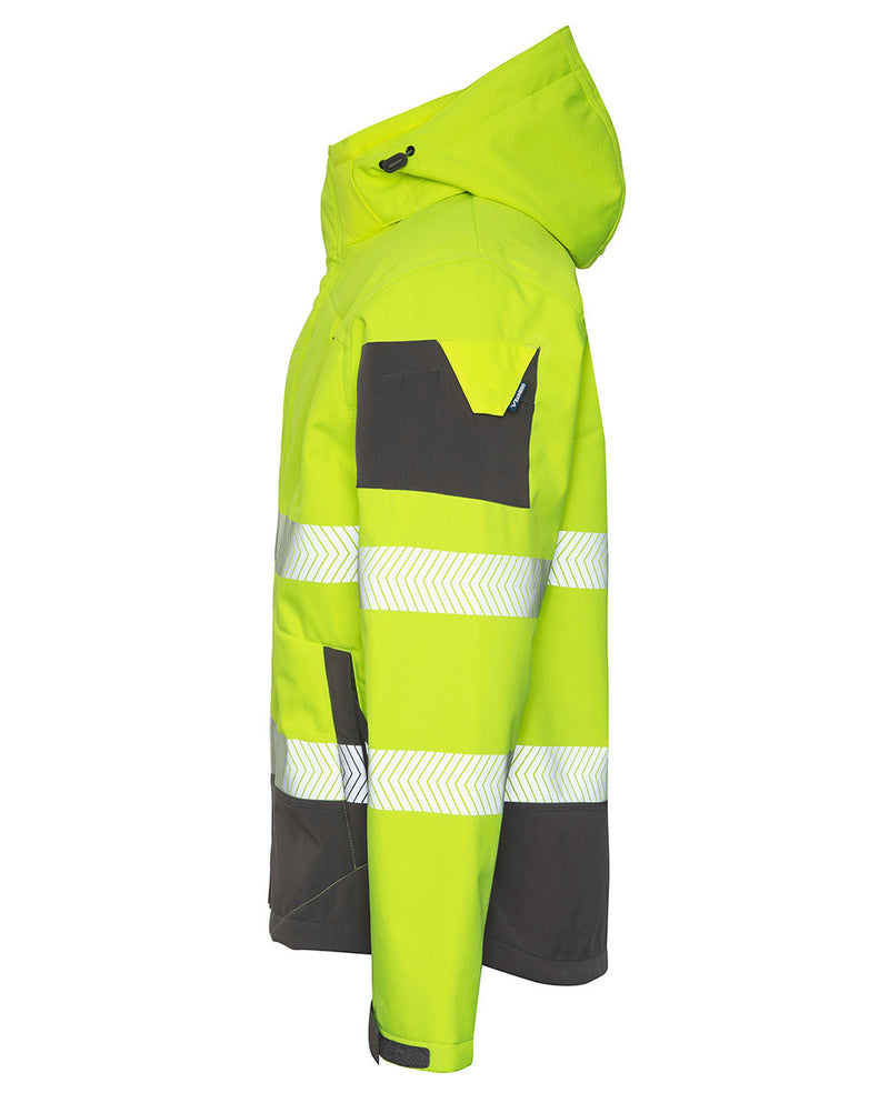 Jones Hi-Vis Softshell Coat in Fluoro Yellow & Charcoal | 47647