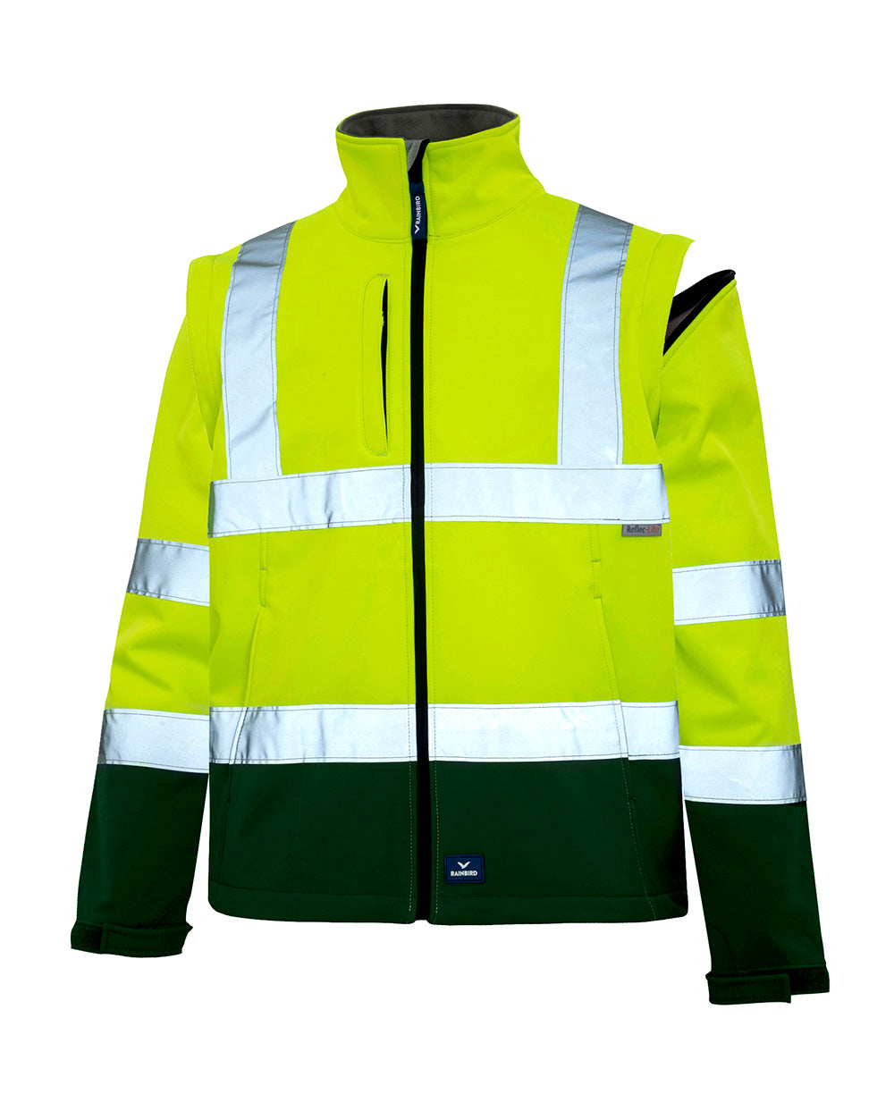 Landy Softshell Jacket in Fluoro Yellow & Bottle Green | 45253