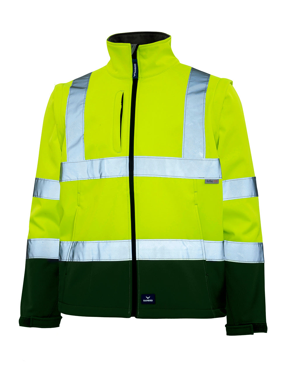 Landy Softshell Jacket in Fluoro Yellow & Bottle Green | 45253